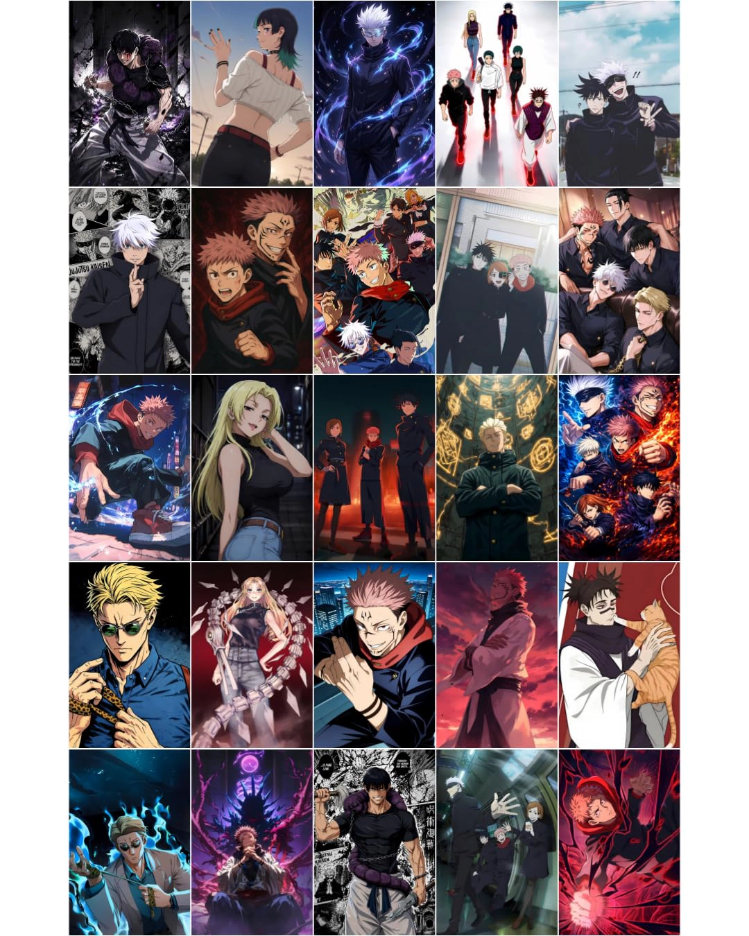 Set Of 25 Jujutsu Kaisen Posters (90x140 mm) with Glue Tape | 300 GSM Perfect for Wall decor for Bedroom, Office, Gaming Room, Anime lovers