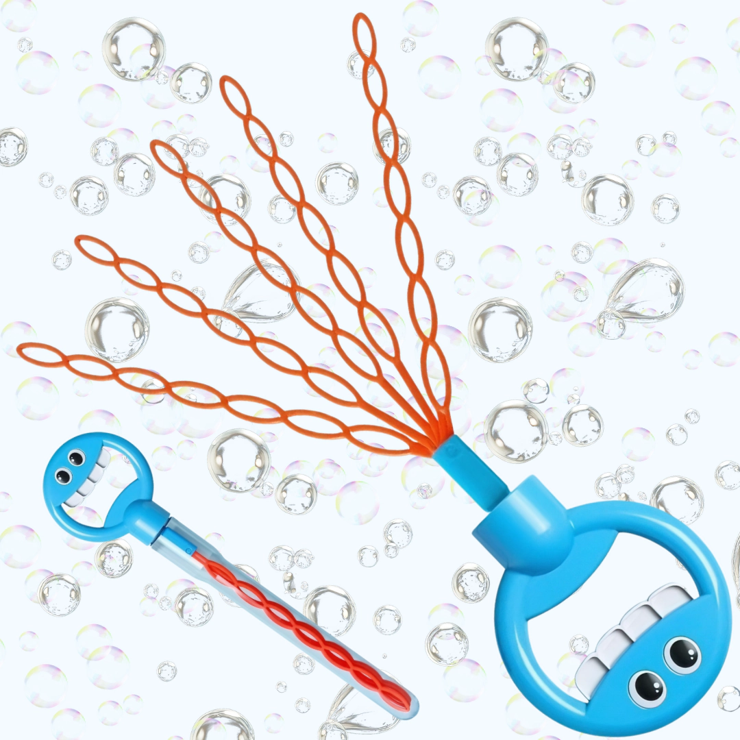 32 Holes Smiley Bubble Wand with Filled Solution Perfect for Parents, Birthday Parties, Outdoor Activity and Gifting.