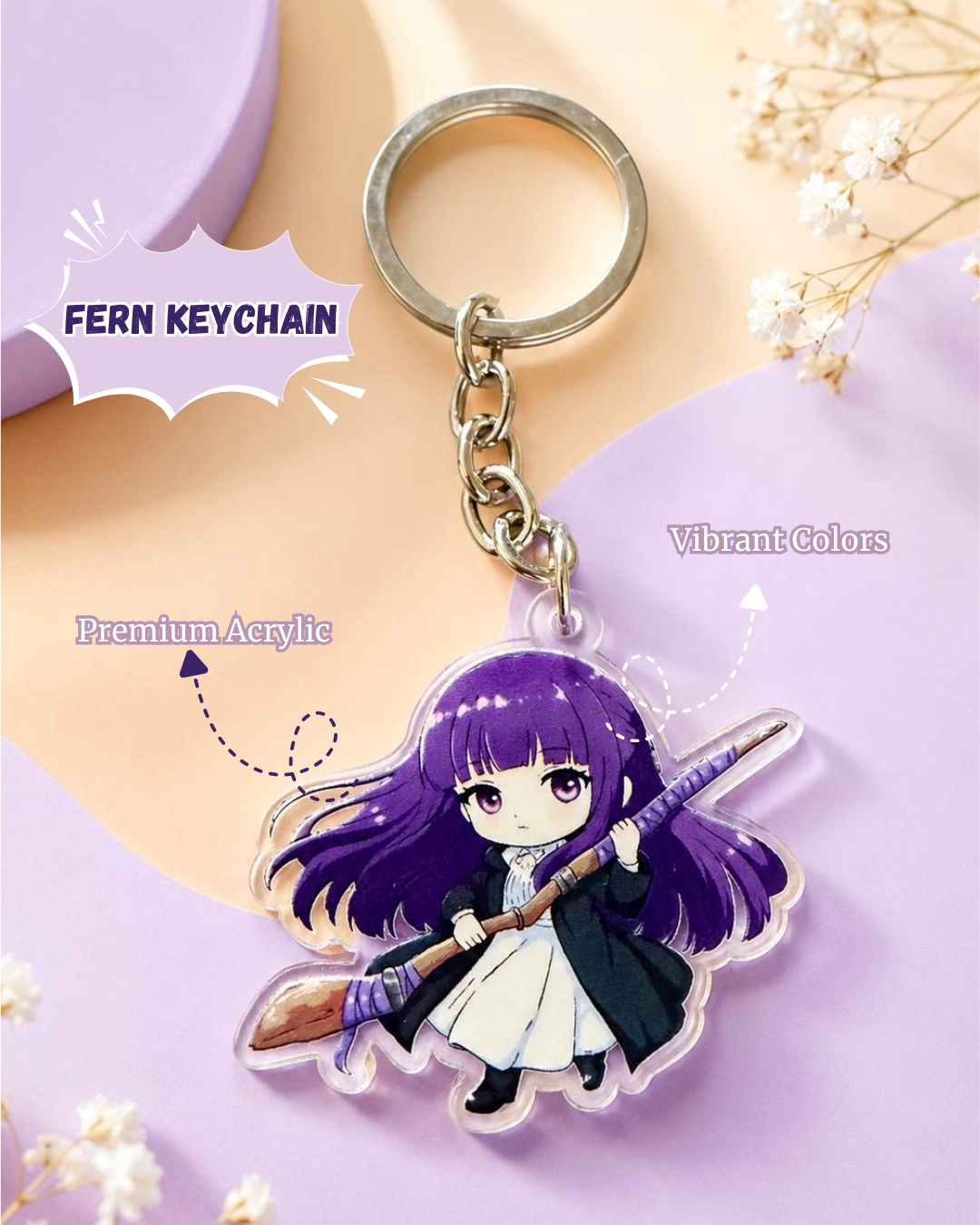 Fern Premium hanging Keychain For Bags, Backpack Accessory, Keyring & Anime Gift