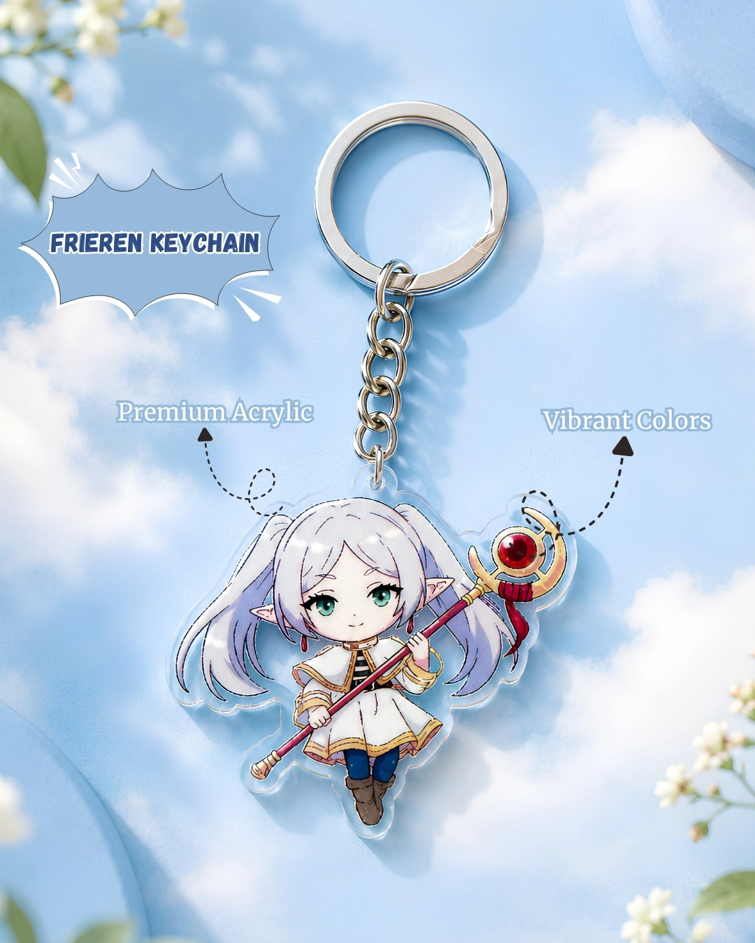 Frieren Premium Hanging Acrylic Keychains For Bags, Backpack Accessory, Keyring & Anime Gift