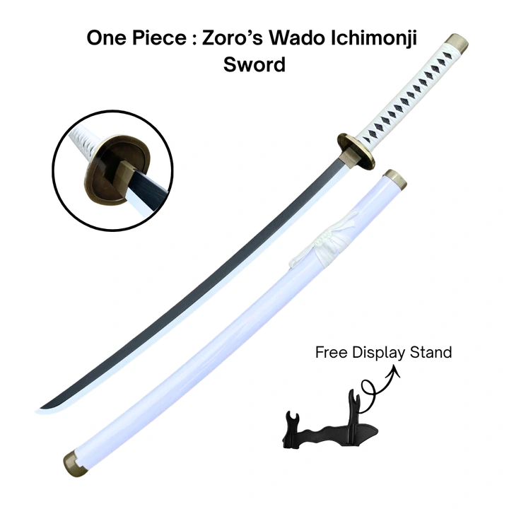 One Piece Rorono Zoro White Wado Ichimonji Cosplay Katana Premium Life Size Wooden Katana [104 CM]