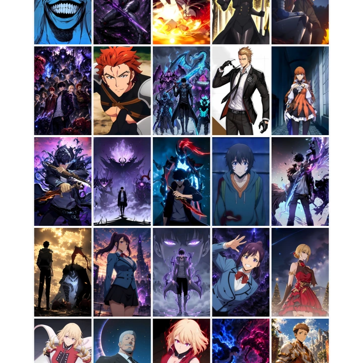 Set Of 25 Solo Levelling Anime Wall Posters (90x140 mm) with Glue Tape | 300 GSM Perfect for Wall decor for Bedroom, Office, Gaming Room and Anime Lovers